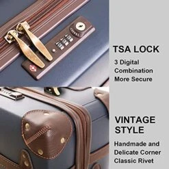 Vintage Luggage Carryon Suitcase Travel - HoJax Classic Trolley Luggage With Spinner Wheels, TSA Lock, Lightweight, 20 Inch, Navy Blue 11 Vintage Luggage Carryon Suitcase Travel - HoJax Classic Trolley Luggage With Spinner Wheels, TSA Lock, Lightweight, 20 Inch, Navy Blue -Travelpro Shop 51fwPqz 4TS