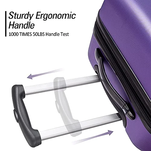 Expandable 3 Piece Luggage Sets Hardside Durable Suitcase With Spinner Wheels TSA Lock, 3 Pcs Carry On Case Travel Home Outdoor School Lightweight Trolley Case ( 20" 24" 28" Purple) 3 Expandable 3 Piece Luggage Sets Hardside Durable Suitcase With Spinner Wheels TSA Lock, 3 Pcs Carry On Case Travel Home Outdoor School Lightweight Trolley Case ( 20" 24" 28" Purple) - Image 3