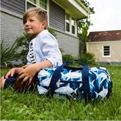 Wildkin Kids Overnighter Duffel Bags For Boys & Girls, Measures 18 X 9 X 9 Inches Duffel Bag For Kids, Carry-On Size & Ideal For School Practice Or Overnight Travel, BPA-free (Sharks) -Travelpro Shop 51ghv3dK7VL