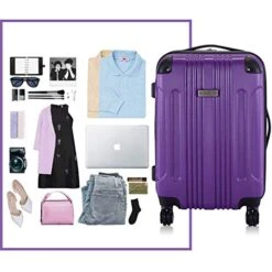 Goplus 20" ABS Carry On Luggage Expandable Hardside Travel Bag Trolley Rolling Suitcase GLOBALWAY (Purple) -Travelpro Shop 51ihorXYTvL
