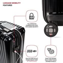SwissGear 7910 Hardside Expandable Spinner Wheel Luggage With TSA Lock And USB, Black, Carry-On 20-Inch -Travelpro Shop 51jW9OQvE3S