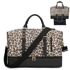 Weekender Overnight Bag Oversized Travel Duffel Leather For Men And Women (Brown Black Leopard Print) -Travelpro Shop 51jcB8C59HL