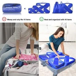 P.travel 6Pcs Packing Cubes For Travel Lightweight Luggage Organizer Bag Travel Cubes (Blue) -Travelpro Shop 51krpY HRPL