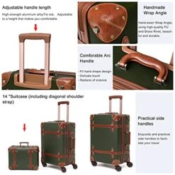 NZBZ Vintage Luggage Sets With Spinner Wheels Cute Carry On Suitcase Tsa Lock Luggage 3 Pieces (Green, 14inch & 20inch & 28inch) -Travelpro Shop 51lYTsDDLTS