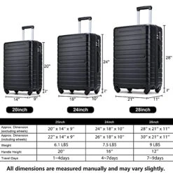 Hardshell Luggage Sets 3 PCS Spinner Suitcase With Tsa Lock Lightweight Black 12 Hardshell Luggage Sets 3 PCS Spinner Suitcase With Tsa Lock Lightweight Black -Travelpro Shop 51lpFXW601S