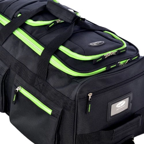 Olympia 8 Pocket Rolling Duffel Bag, Black/Lime, 22 Inch 2 Olympia 8 Pocket Rolling Duffel Bag, Black/Lime, 22 Inch - Image 2