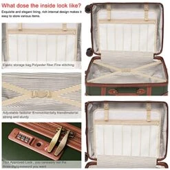 NZBZ Vintage Luggage Sets With Spinner Wheels Cute Carry On Suitcase Tsa Lock Luggage 3 Pieces (Green, 14inch & 20inch & 28inch) -Travelpro Shop 51oXmb8VizS