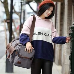 WOWBOX Duffle Bag Weekender Duffel Bag For Men And Women Genuine Leather Canvas Travel Overnight Carry On Bag With Shoes Compartment Grey -Travelpro Shop 51p0MEx2 UL