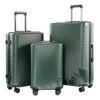 Coolife Luggage 3 Piece Sets PC+ABS Spinner Suitcase Carry On Fashion (Dark Green, One_Size)