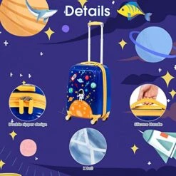 Goplus Kids Luggage Set, 12" & 18" Kids Carry On Luggage Set, Multi-directional Wheels Suitcase, Large Capacity Rolling Trolley Suitcase, Gift For Boys And Girls Toddlers Children Travel (Universe) -Travelpro Shop 51r9RwNAjoL