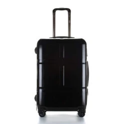 Suitcase, Lightweight, Large 28-Inch Hard-Shell Aluminum Alloy Suitcase, 4 Spinner Wheels, Abs Luggage Travel Trolley, Black, 20 Inch