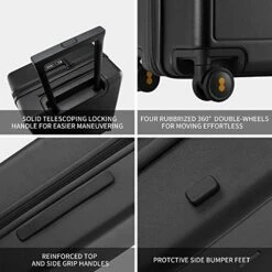 LEVEL8 Elegance Matte Carry-On Luggage, 20” Hardside Suitcase, Lightweight PC Matte Hardcase Spinner Trolley For Luggage, TSA Approved Cabin Luggage With 8 Spinner Wheels- Black, 20-Inch Carry-On -Travelpro Shop 51toSmVj32L