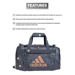 Adidas Defender 4 Small Duffel Bag, Jersey Onix Grey/Rose Gold/Onix Grey -Travelpro Shop 51vpZ0wXN3L