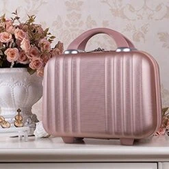 Exttlliy Mini Hard Shell Hard Travel Luggage Cosmetic Case, Small Portable Carrying Case Suitcase For Makeup (Rose Gold) -Travelpro Shop 51wV RH cbL