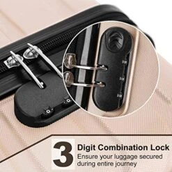 4 Pieces Travel Luggage Sets, Hardside Lightweight ABS Luggage Suitcase, 360° Spinner Wheels Travel Set Bag, Durable Trolley Suitcase 16" 20" 24" 28", 4 Pcs (Color Champagne Gold) -Travelpro Shop 51wfC62vyoL