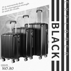 COOLIFE Luggage Expandable Suitcase PC+ABS 3 Piece Set With TSA Lock Spinner Carry On 20in24in28in(Black, 3 Piece Set) 13 COOLIFE Luggage Expandable Suitcase PC+ABS 3 Piece Set With TSA Lock Spinner Carry On 20in24in28in(Black, 3 Piece Set) -Travelpro Shop 51wloFPhtVL