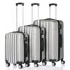 GOMHWAOL Luggage 3 Piece Set Suitcase ABS Material Hardshell Lightweight (Silver Gray)