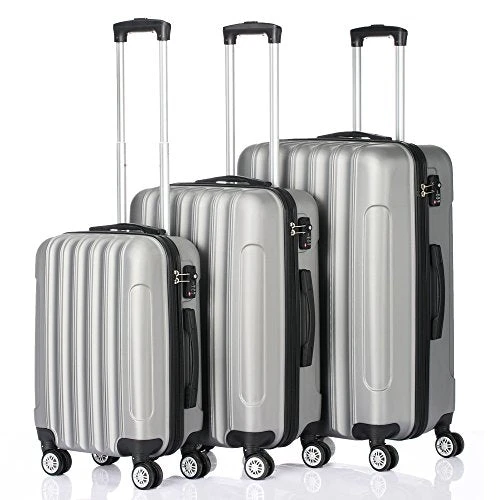 GOMHWAOL Luggage 3 Piece Set Suitcase ABS Material Hardshell Lightweight (Silver Gray) 1 GOMHWAOL Luggage 3 Piece Set Suitcase ABS Material Hardshell Lightweight (Silver Gray)