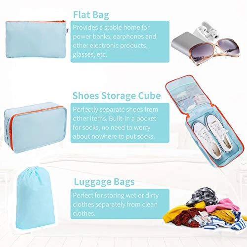 DIMJ 11 Set Packing Cubes, Travel Luggage Packing Organizers Lightweight Travel Cloth Storage Bag With Bra Underwear Cube Cosmetics Bag And Shoe Pouch 5 DIMJ 11 Set Packing Cubes, Travel Luggage Packing Organizers Lightweight Travel Cloth Storage Bag With Bra Underwear Cube Cosmetics Bag And Shoe Pouch - Image 5