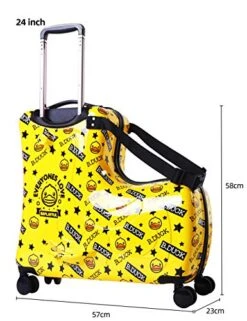 AO WEI LA OW Cute Unisex Kids Ride On Suitcase Travel Trolley Case Spinner Carry On Luggage With Wheels Suggest Fits To Kids Aged 3-6 Years Old(Yellow/01, 20 Inch) -Travelpro Shop 51y5YxX n3L
