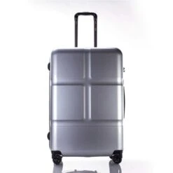 Suitcase, Lightweight, Large 28-Inch Hard-Shell Aluminum Alloy Suitcase, 4 Spinner Wheels, Abs Luggage Travel Trolley, Silver, 20 Inch