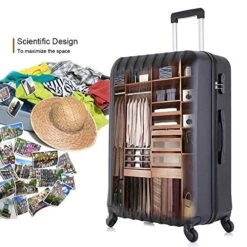 4 Piece Luggage Sets With Spinner Wheels Travel Suitcase Hard-shell Lightweight 16" 20" 24" 28" (4 PCS LM Black) -Travelpro Shop 51zoAb7RBfL