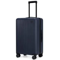 GoPenguin Hardside Luggage With Spinner Wheels, Medium 26 Inch Rolling Checked Suitcase PC Lightweight Blue