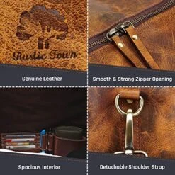 Leather Duffel Bags For Men Women - Airplane Underseat Carry On Luggage By Rustic Town -Travelpro Shop 61PmVTP5PiL