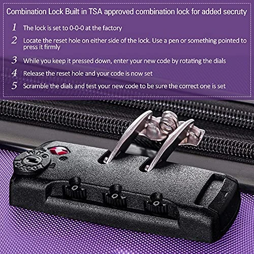 Expandable 3 Piece Luggage Sets Hardside Durable Suitcase With Spinner Wheels TSA Lock, 3 Pcs Carry On Case Travel Home Outdoor School Lightweight Trolley Case ( 20" 24" 28" Purple) 5 Expandable 3 Piece Luggage Sets Hardside Durable Suitcase With Spinner Wheels TSA Lock, 3 Pcs Carry On Case Travel Home Outdoor School Lightweight Trolley Case ( 20" 24" 28" Purple) - Image 5