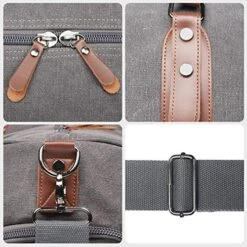 Oflamn Large Duffle Bag Canvas Leather Weekender Overnight Travel Carry On Tote Bag With Shoe Compartment And Toiletry Bag (Grey) 10 Oflamn Large Duffle Bag Canvas Leather Weekender Overnight Travel Carry On Tote Bag With Shoe Compartment And Toiletry Bag (Grey) -Travelpro Shop 61 nGCJt0KL