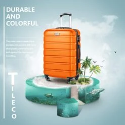 COOLIFE Luggage 3 Piece Set Suitcase Spinner Hardshell Lightweight TSA Lock (Orange) -Travelpro Shop 61aGKyt1O L