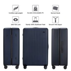 GoPenguin Hardside Luggage With Spinner Wheels, Medium 26 Inch Rolling Checked Suitcase PC Lightweight Blue -Travelpro Shop 61vyP1SqfhL