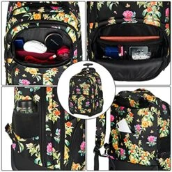 Backpack With Wheels, Travel-friendly Rolling Laptop Backpack For Men Women, MATEIN Freewheel Carry On Luggage Business Bag, Compact College School Student Computer Bag Fit 17 Inch Notebook, Floral -Travelpro Shop 61x4 P1eVsL