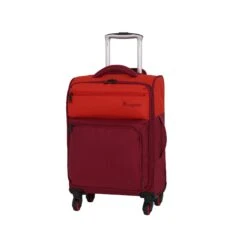 It Luggage Duotone 4 Wheel Lightweight Cabin Suitcase, 53 Cm, 34 L, Orange + Red Dahlia
