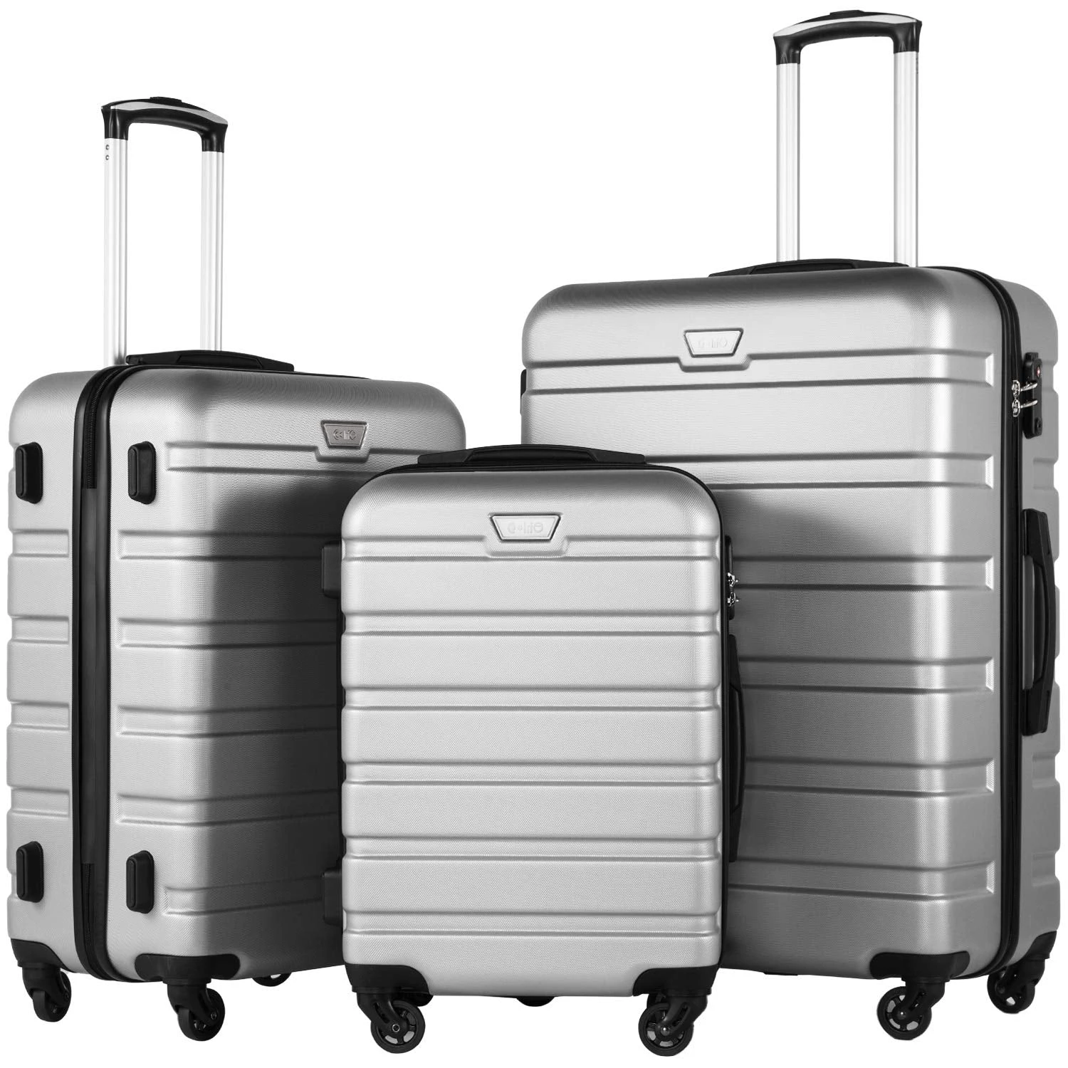 COOLIFE Luggage 3 Piece Set Suitcase Spinner Hardshell Lightweight TSA Lock (sliver3) 1 COOLIFE Luggage 3 Piece Set Suitcase Spinner Hardshell Lightweight TSA Lock (sliver3)