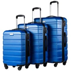COOLIFE Luggage 3 Piece Set Suitcase Spinner Hardshell Lightweight TSA Lock (Blue)