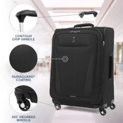 Travelpro Maxlite 5 Lightweight Checked Medium 25" Expandable Softside Luggage Black, 25-inch -Travelpro Shop 71GxthN72JL