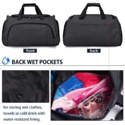 Gym Duffle Bag Waterproof Large Sports Bags Travel Duffel Bags With Shoes Compartment Weekender Overnight Bag Men Women 40L Black -Travelpro Shop 71NtR28w6CL