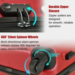 Goplus 3Pcs Luggage Set, Hardside Travel Rolling Suitcase, 20/24/28 Rolling Luggage Upright, Hardshell Spinner Luggage Set With Telescoping Handle, Coded Lock Travel Trolley Case (Wine) 10 Goplus 3Pcs Luggage Set, Hardside Travel Rolling Suitcase, 20/24/28 Rolling Luggage Upright, Hardshell Spinner Luggage Set With Telescoping Handle, Coded Lock Travel Trolley Case (Wine) -Travelpro Shop 71hMxiSISeL