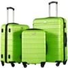 COOLIFE Luggage 3 Piece Set Suitcase Spinner Hardshell Lightweight TSA Lock (Apple Green2)