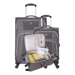 SWISSGEAR 7362 3-Piece Expandable Lightweight Rolling Spinner Luggage Set | Wheeled Travel Suitcases | 20-inch, 24-inch, 28-inch - Gray -Travelpro Shop 814sF 2BLPMzL