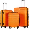 COOLIFE Luggage 3 Piece Set Suitcase Spinner Hardshell Lightweight TSA Lock (Orange)