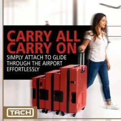 TACH TUFF 3-Piece Hardcase Connectable Luggage & Carryon Travel Bag Set | Rolling Suitcase With Patented Built-In Connecting System | Easily Link & Carry 9 Bags At Once (wine Red) -Travelpro Shop 81SgO9olWzL