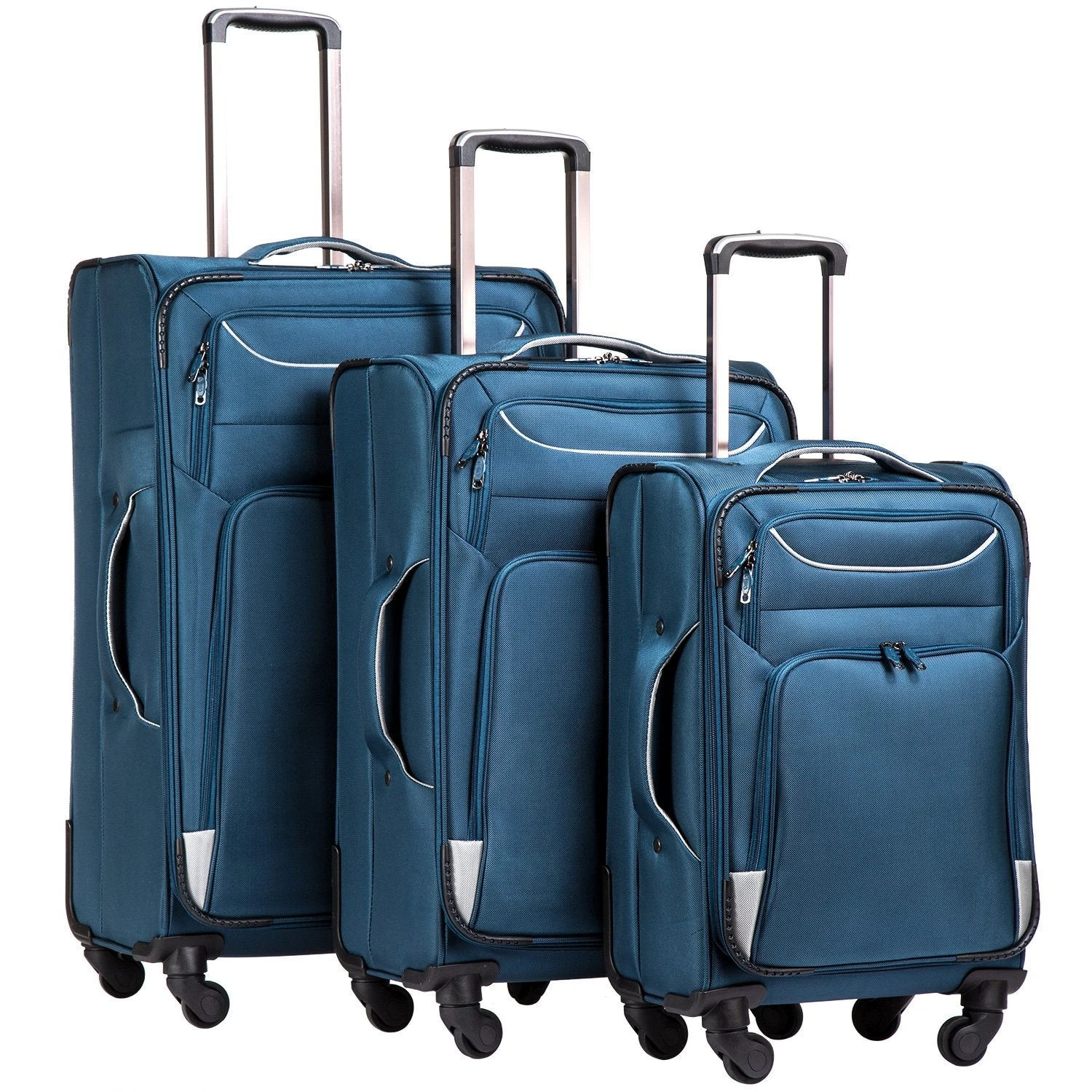 Coolife Luggage 3 Piece Set Suitcase Spinner Softshell Lightweight (blue+sliver) 1 Coolife Luggage 3 Piece Set Suitcase Spinner Softshell Lightweight (blue+sliver)