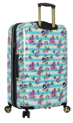 Betsey Johnson 26 Inch Checked Luggage Collection - Expandable Scratch Resistant (ABS + PC) Hardside Suitcase - Designer Lightweight Bag With 8-Rolling Spinner Wheels (Stripe Floral Hummingbird) -Travelpro Shop 81sWSd9 ogL