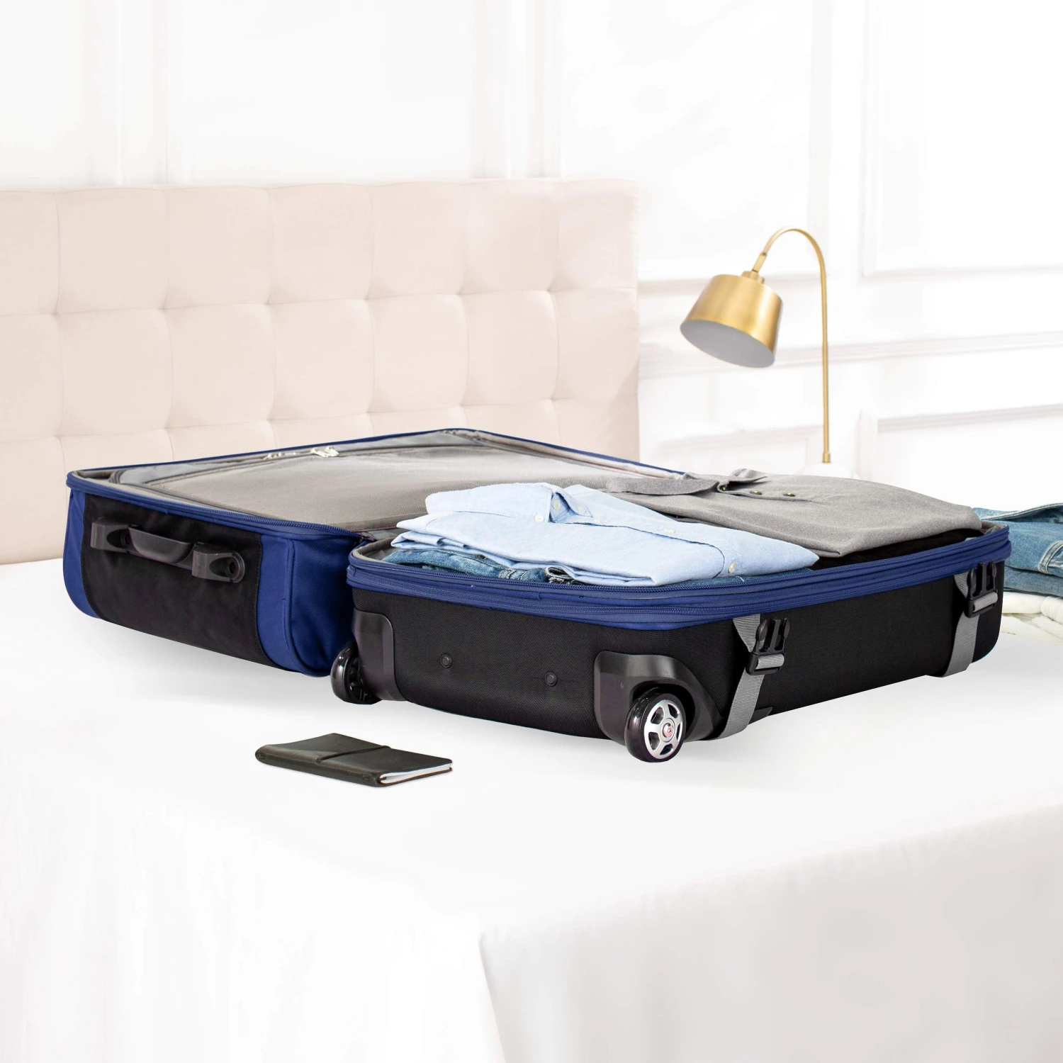 AmazonBasics Rolling Travel Duffel Bag Luggage With Wheels, Medium, Blue 6 AmazonBasics Rolling Travel Duffel Bag Luggage With Wheels, Medium, Blue - Image 6