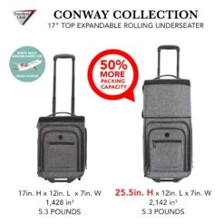 Travelers Club Luggage 17" Top Expandable Underseater W/Side USB Port Connector, Dark Gray Suitcase, Carry -Travelpro Shop 915ICY5RaBL