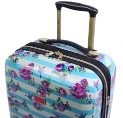 Betsey Johnson 26 Inch Checked Luggage Collection - Expandable Scratch Resistant (ABS + PC) Hardside Suitcase - Designer Lightweight Bag With 8-Rolling Spinner Wheels (Stripe Floral Hummingbird) -Travelpro Shop 91fDjbqzH L